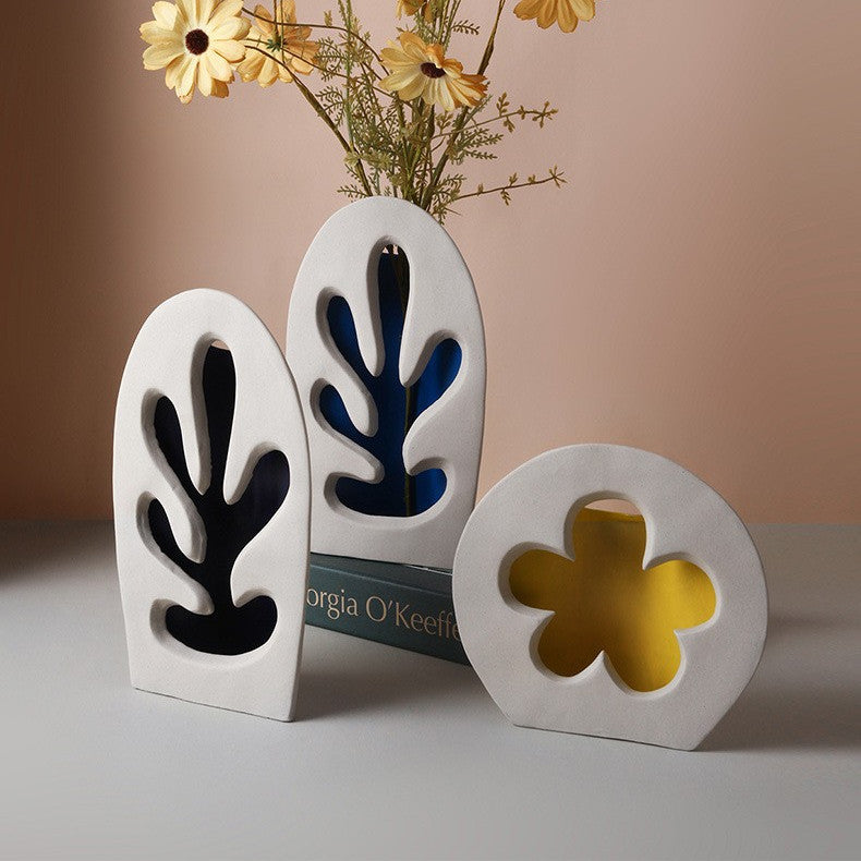 KIT GIZMO Artificial Flower Dried Flower Hand-painted Ceramic Vase