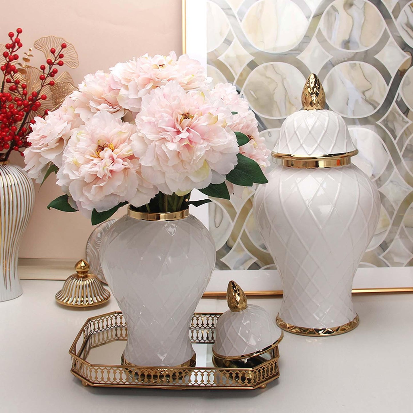 KIT GIZMO Light Luxury Ceramic Gold Vase Ornaments