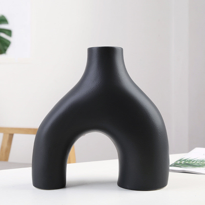 Kit Gizmo Plain Fired Ceramic Vase Decoration Living Room Soft Decoration Table White Dry Flower Vase